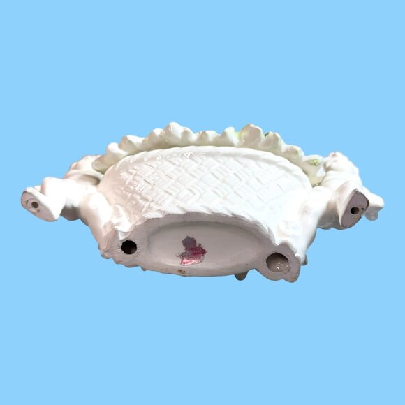 Kalk Jardiniere Planter Vase Roses & Flanked By Twin Cherubs Vintage Angels - Picture 4 of 9